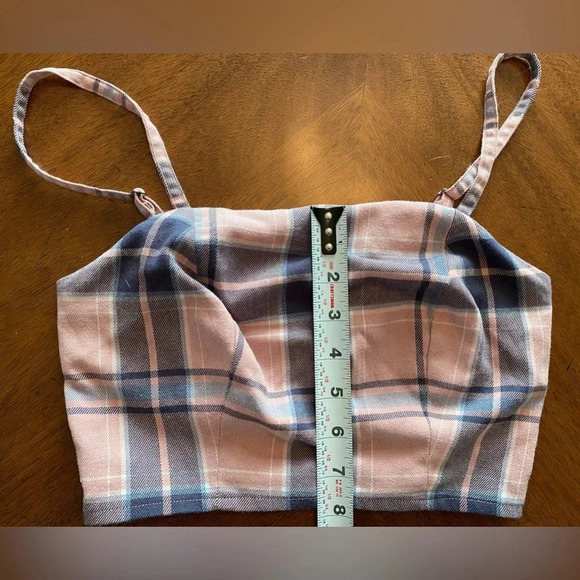 Aeropostale Women’s Square Tank Top Adj Spaghetti Strap Cropped Plaid EUC Sz XS‎ - Picture 9 of 11